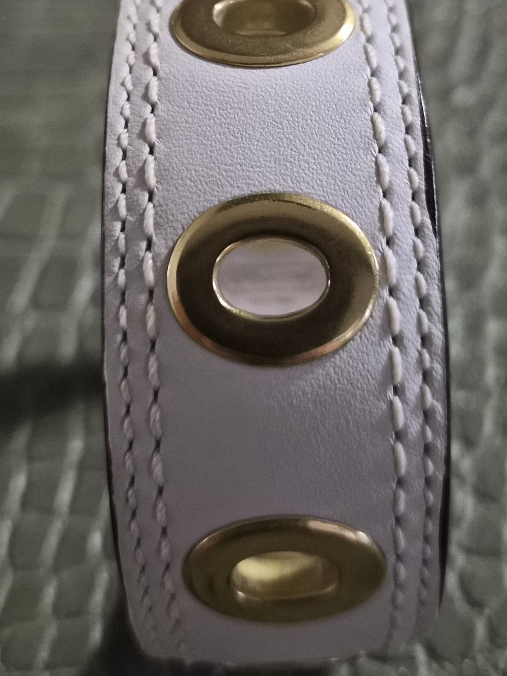 Coach White Leather Strap with Gold Eyelets - Picture 2 of 4